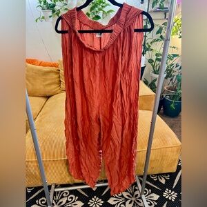 Linen open side slits crop pants